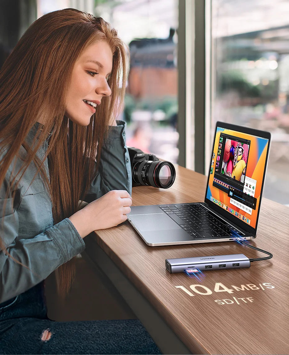 Hub USB-C 10-in-1 UltraStation: Dual HDMI 8K/4K, Ethernet & Power Delivery 100W