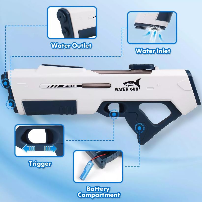 PISTOLA AD ACQUA ELETTRICA RICARICABILE CON SISTEMA DI ASPIRAZIONE