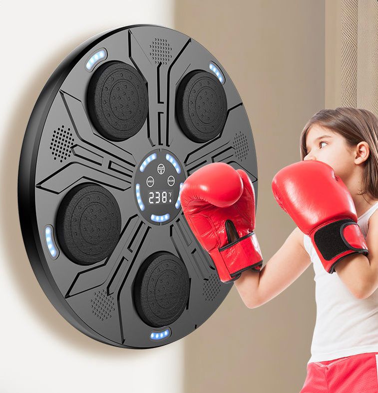 BOXING MACHINE MUSIC MACCHINA DA BOXE INTELLIGENTE FISSATA AL MURO, CON GUANTONI DA BOXE PER ALLENAMENTO