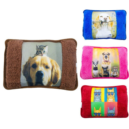 KIT 2 BORSE ACQUA CALDA ELETTRICA SCALDAMANI TASCA RICARICABILE FANTASIE ANIMAL