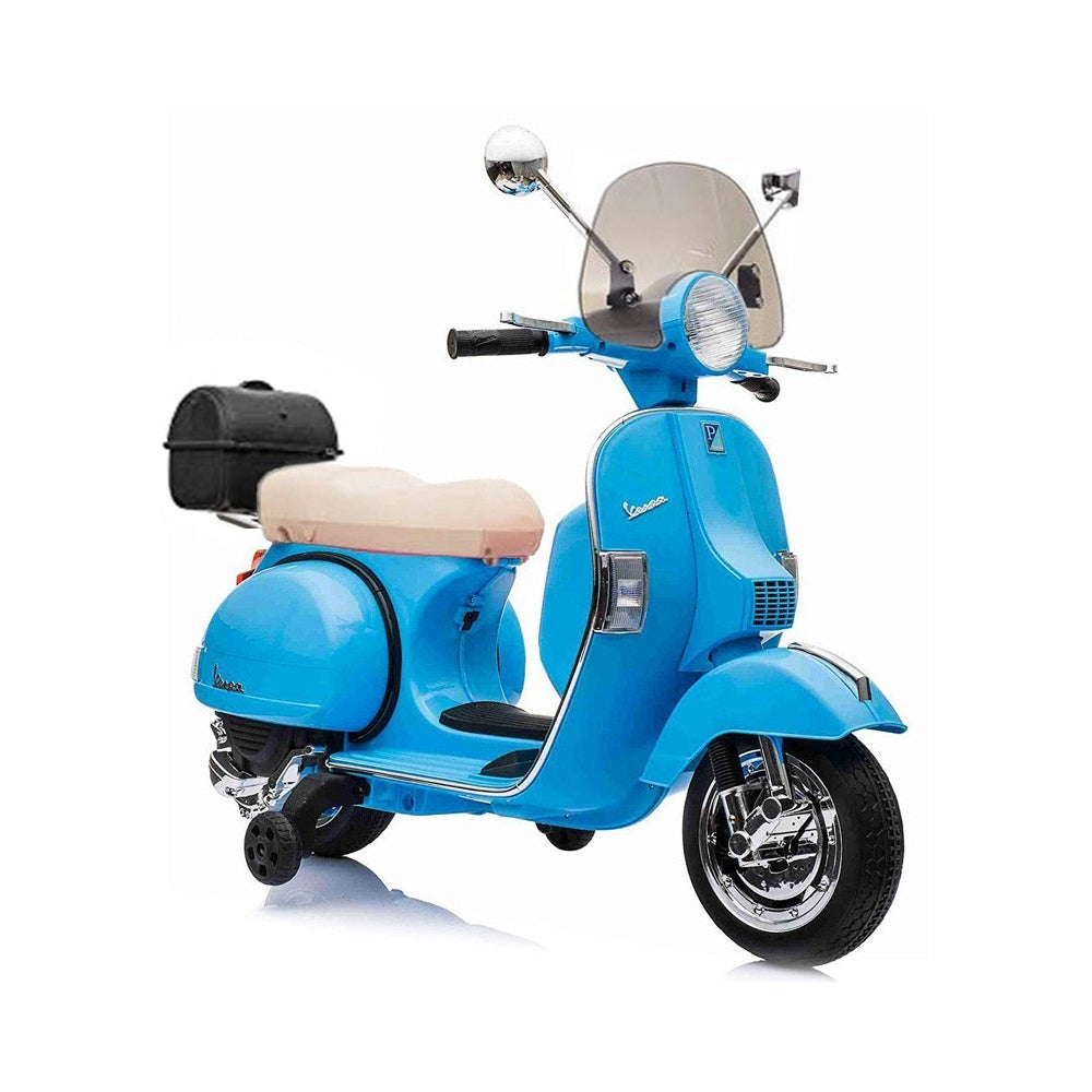 VESPA FULL PX 150 MOTO ELETTRICA PER BAMBINI 12V BAULETTO, PARAVENTO, RUOTE EVA