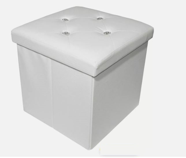 Pouf Contenitore Ecopelle diamantini Panca Seduta Baule Vari Colori