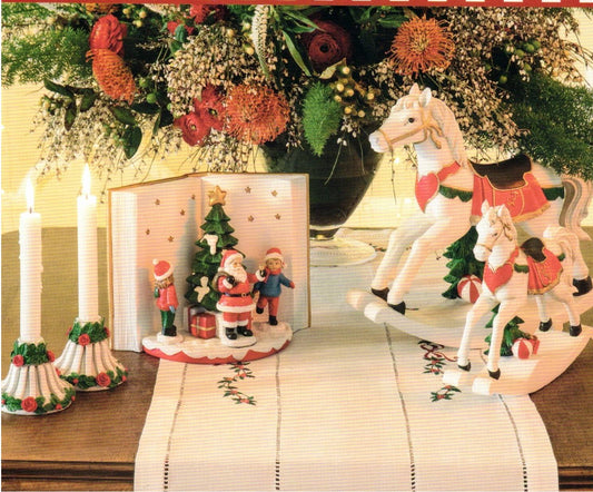 Runner con decoro ricamato con giro di punto al giorno Christmas Edition