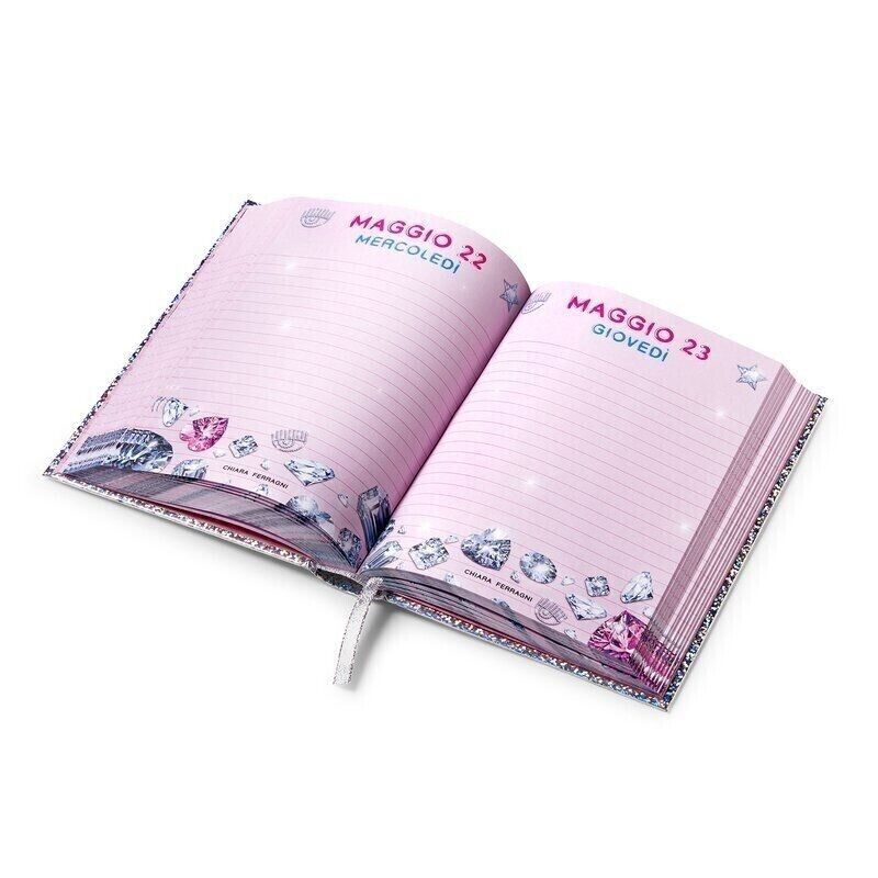 Agenda Diario Scuola 2023/2024 Chiara Ferragni Glitterato con logo 3D