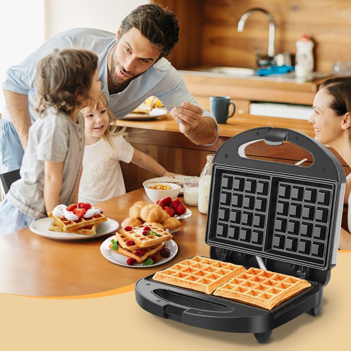 PIASTRA ELETTRICA PER WAFFLE ANTIADERENTE 750W