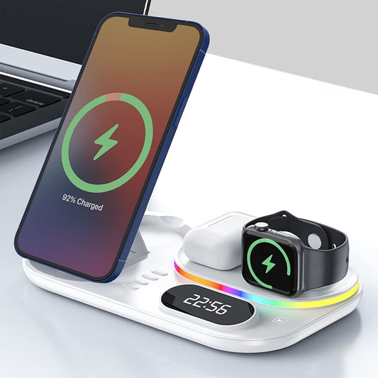CARICATORE WIRELESS BASE DI RICARICA CON DISPLAY A LED DEL TEMPO DOCK