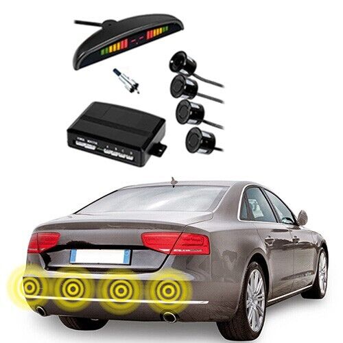 KIT 4 SENSORI DI PARCHEGGIO CON DISPLAY LED + SUONO COLORE NERO