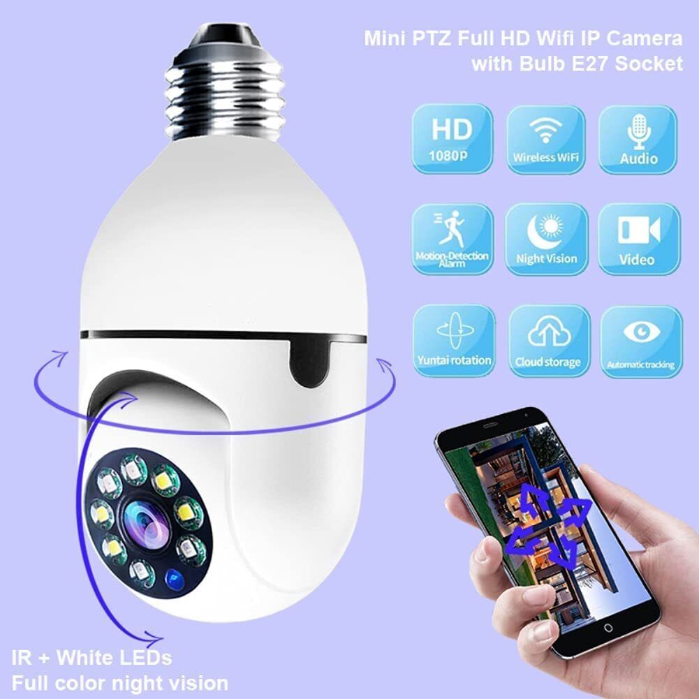 TELECAMERA DI SORVEGLIANZA A LAMPADINA 360 WIRELESS CONTROLLO REMOTO TRAMITE APP