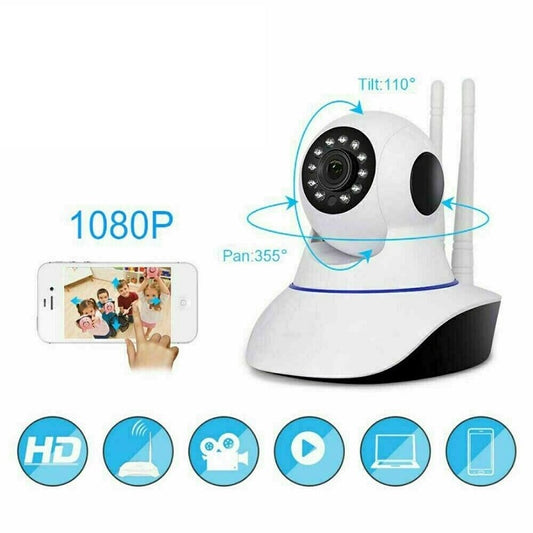 TELECAMERA IP DUE ANTENNE CAMERA HD 720P WIRELESS LED IR LAN MOTORIZZATA WIFI