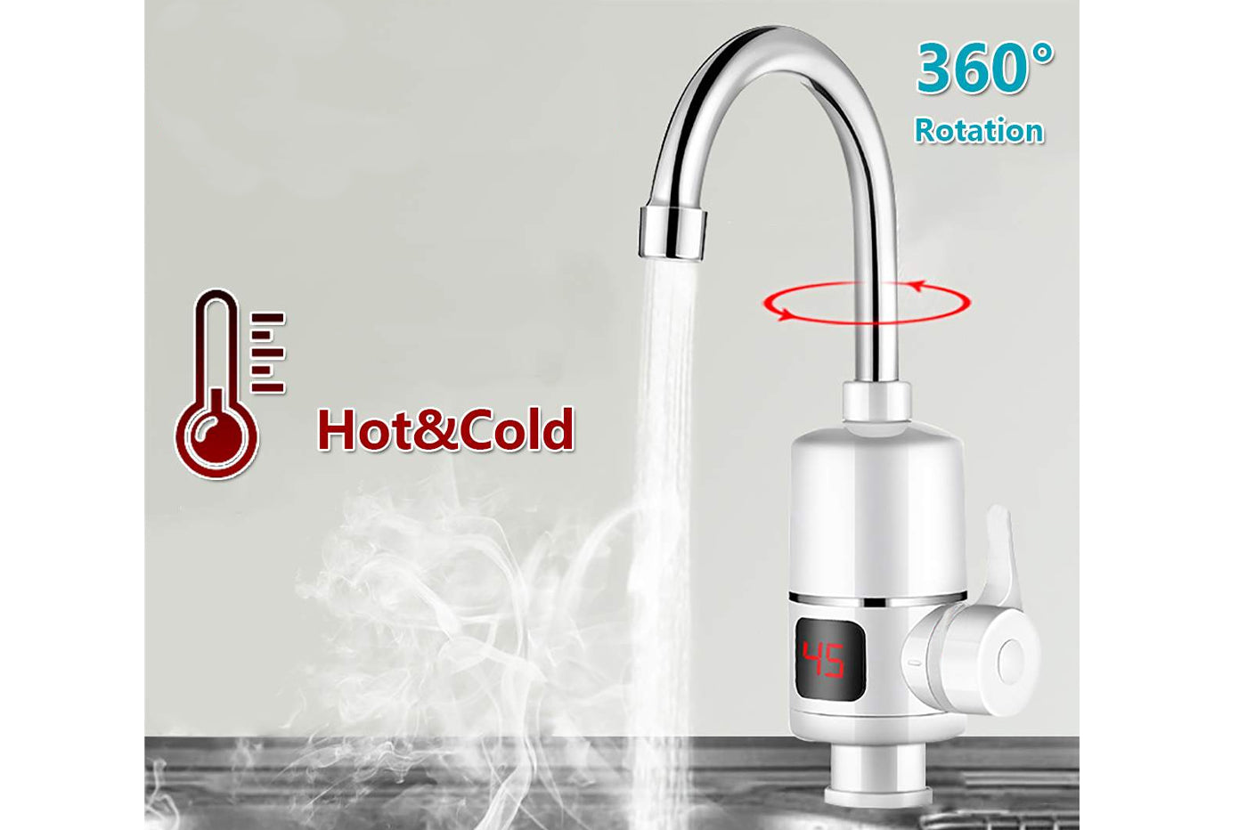 NUOVO RUBINETTO ELETTRICO SCALDABAGNO CALDAIA RISCALDATORE ACQUA CALDA MISCELATORE