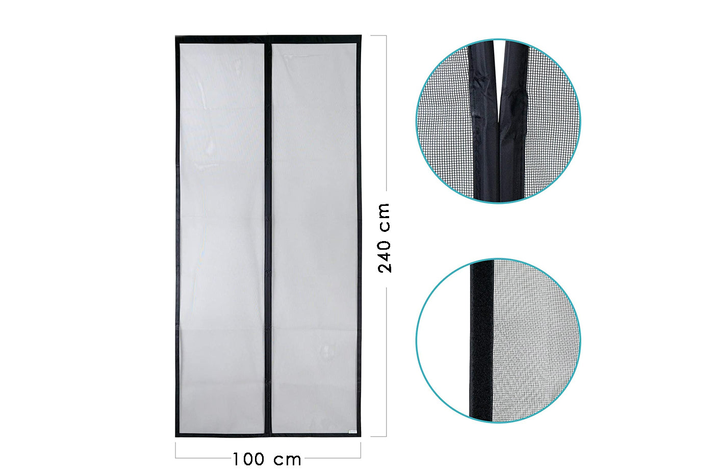 ZANZARIERA PORTAFINESTRA CHIUSURA MAGNETICA 240X140CM NERA ADESIVO DI FISSAGGIO