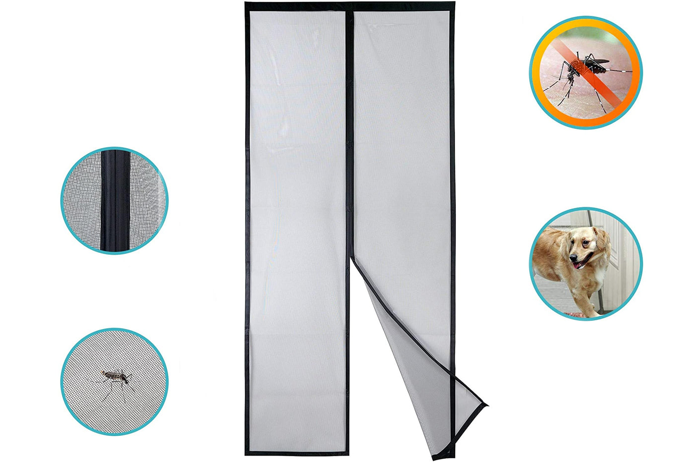 ZANZARIERA PORTAFINESTRA CHIUSURA MAGNETICA 240X140CM NERA ADESIVO DI FISSAGGIO