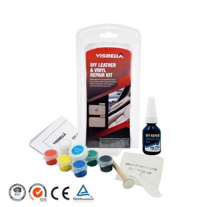 KIT RIPARAZIONE PELLE DIVANI SEDILI AUTO CAMBIO CUFFIE TAPPEZZERIA