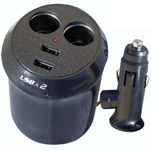 SDOPPIATORE PRESA ACCENDISIGARI CARICABATTERIE 2 PORTA USB CARICA CELLULARE