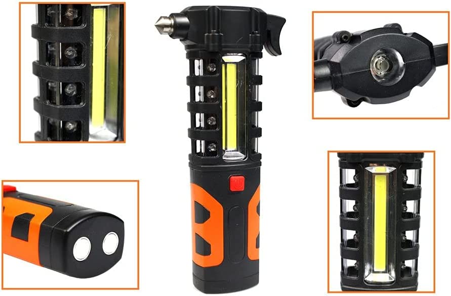 MARTELLO EMERGENZA ROMPI VETRO PER AUTO CON TORCIA LED E TAGLIA CINTURE DI SICUREZZA MARTELLETTO SALVAVITA FRANTUMA VETRI B30