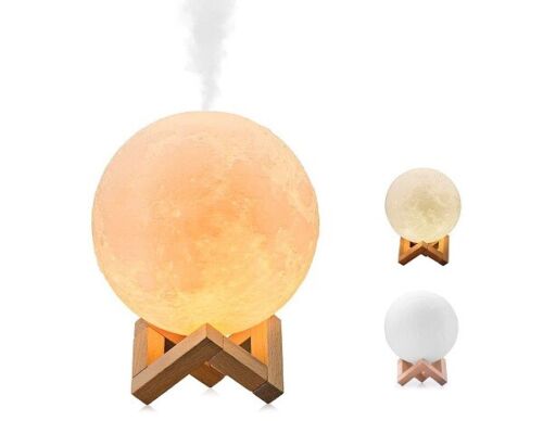 LAMPADA E DIFFUSORE AROMATERAPIA LUNA 3D CON SUPPORTO DA TAVOLO E RICARICA USB
