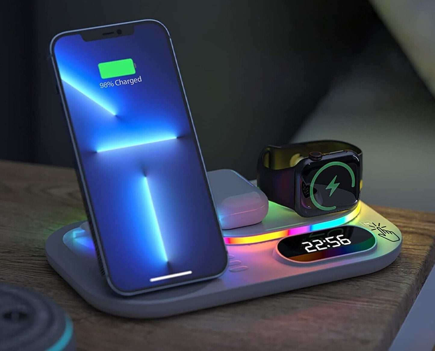 CARICATORE WIRELESS BASE DI RICARICA CON DISPLAY A LED DEL TEMPO DOCK