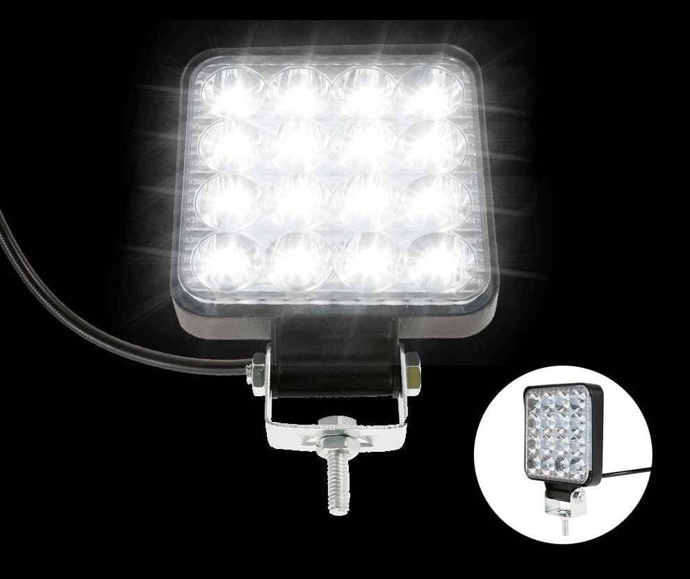FARO QUADRATO 48W 16LED IMPERMEABILE IP67,LUCE PROFONDITÀ  PER FUORISTRADA , AUTO ,TRATTORE ATV, SUV,BARCHE