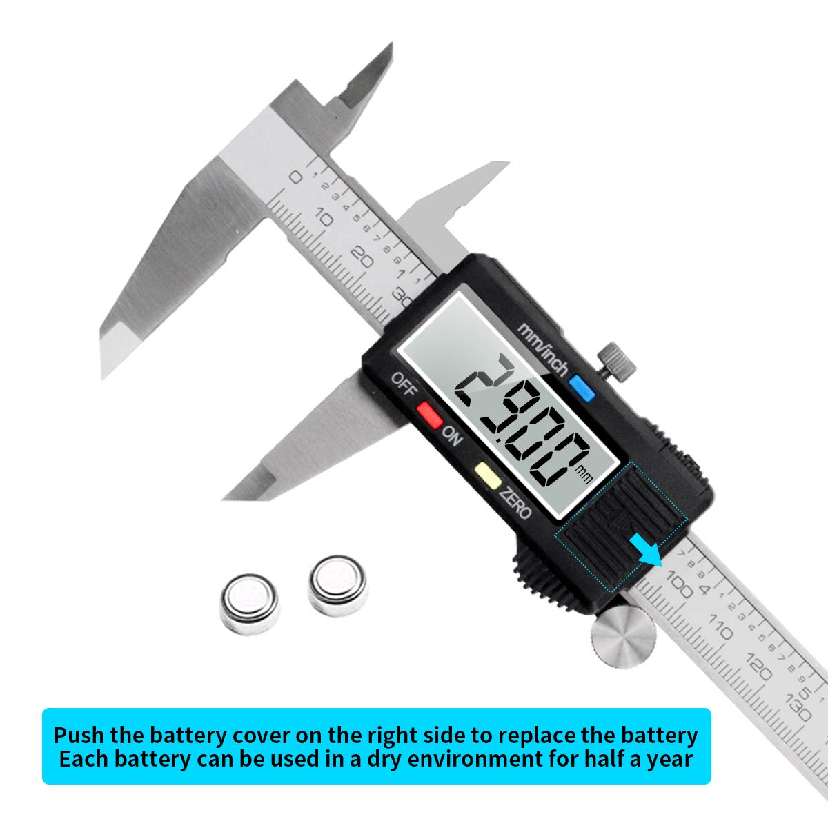 CALIBRO DIGITALE DI PRECISIONE MICROMETRO IN ACCIAIO INOX 150mm CON AMPIO DISPLAY LCD PER MISURAZIONE INTERNA ED ESTERNA PROFONDITA' E DI PASSO