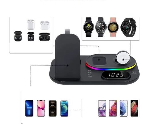 CARICATORE WIRELESS BASE DI RICARICA CON DISPLAY A LED DEL TEMPO DOCK