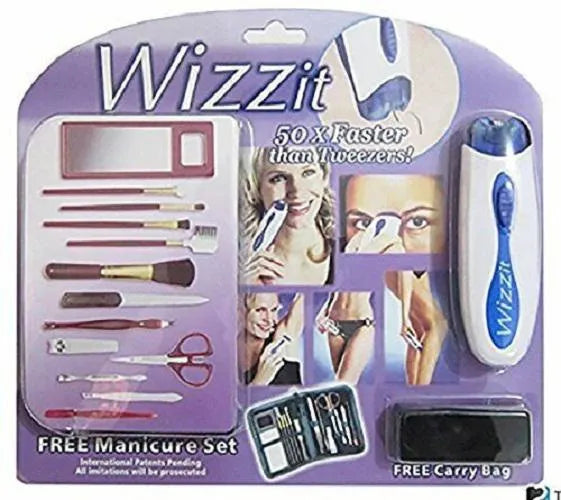 EPILATORE WIZZ IT PORTATILE WIZZIT DEPILATORE DONNA KIT MANICURE CON ASTUCCIO