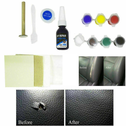KIT RIPARAZIONE PELLE DIVANI SEDILI AUTO CAMBIO CUFFIE TAPPEZZERIA