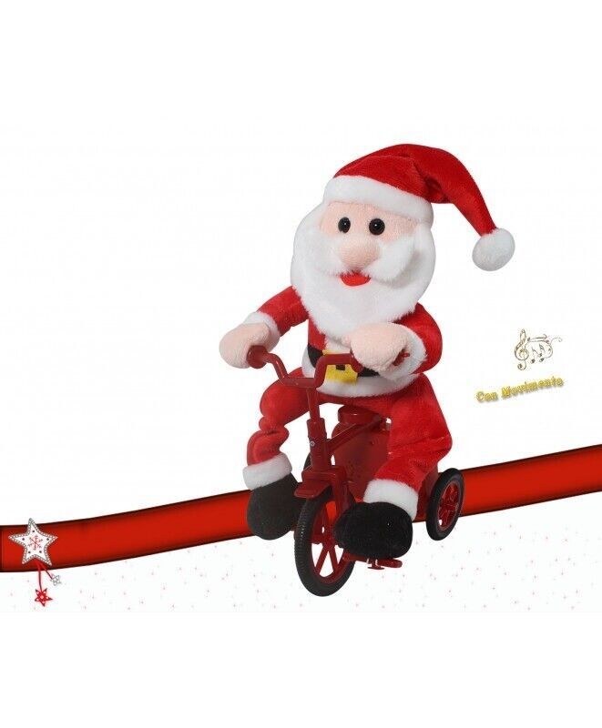 BABBO NATALE MUSICALE IN BICI CON MOVIMENTO - 25cm