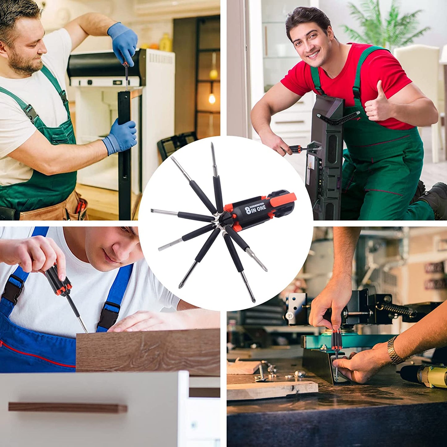 SET DI CACCIAVITI 8 IN 1 CON TORCIA A LED PER LAVORI FAI DA TE