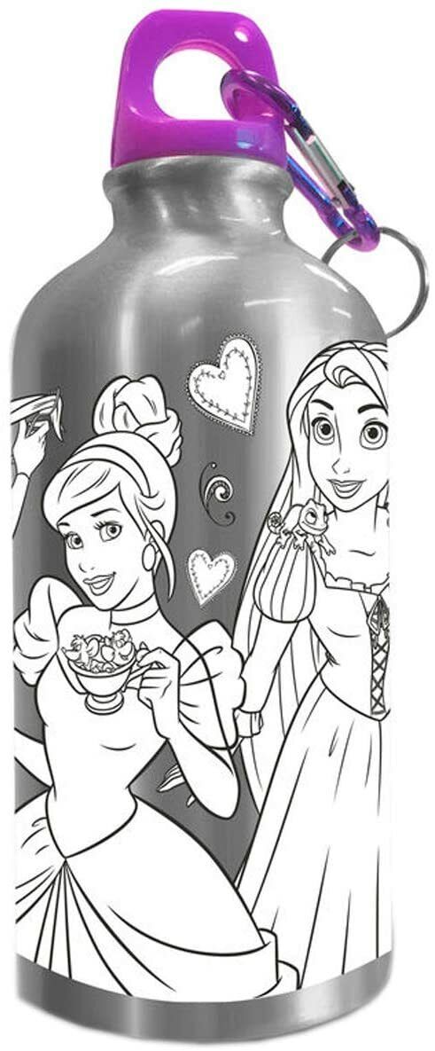 BORRACCIA IN ALLUMINIO DELLE PRINCIPESSE DISNEY DA COLORARE 500ML
