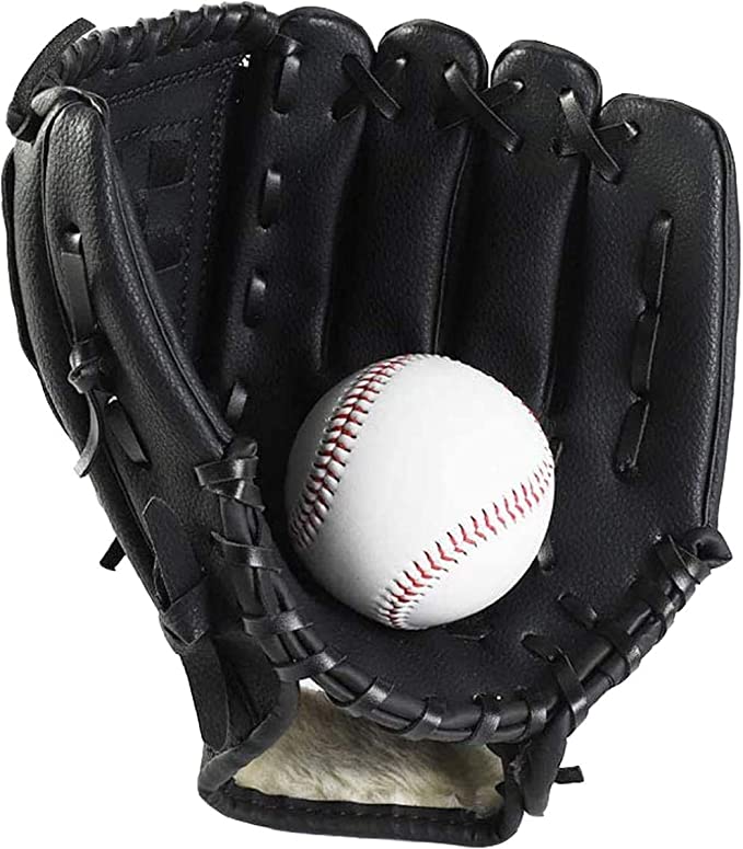 GUANTONE DA BATTUTA SPORTIVA CON PELLE PU DA BASEBALL REGOLABILE E CONFORTEVOLE DA 11,5 POLLICI E MAZZA BASEBALL SILVER 25’’ 63 CM