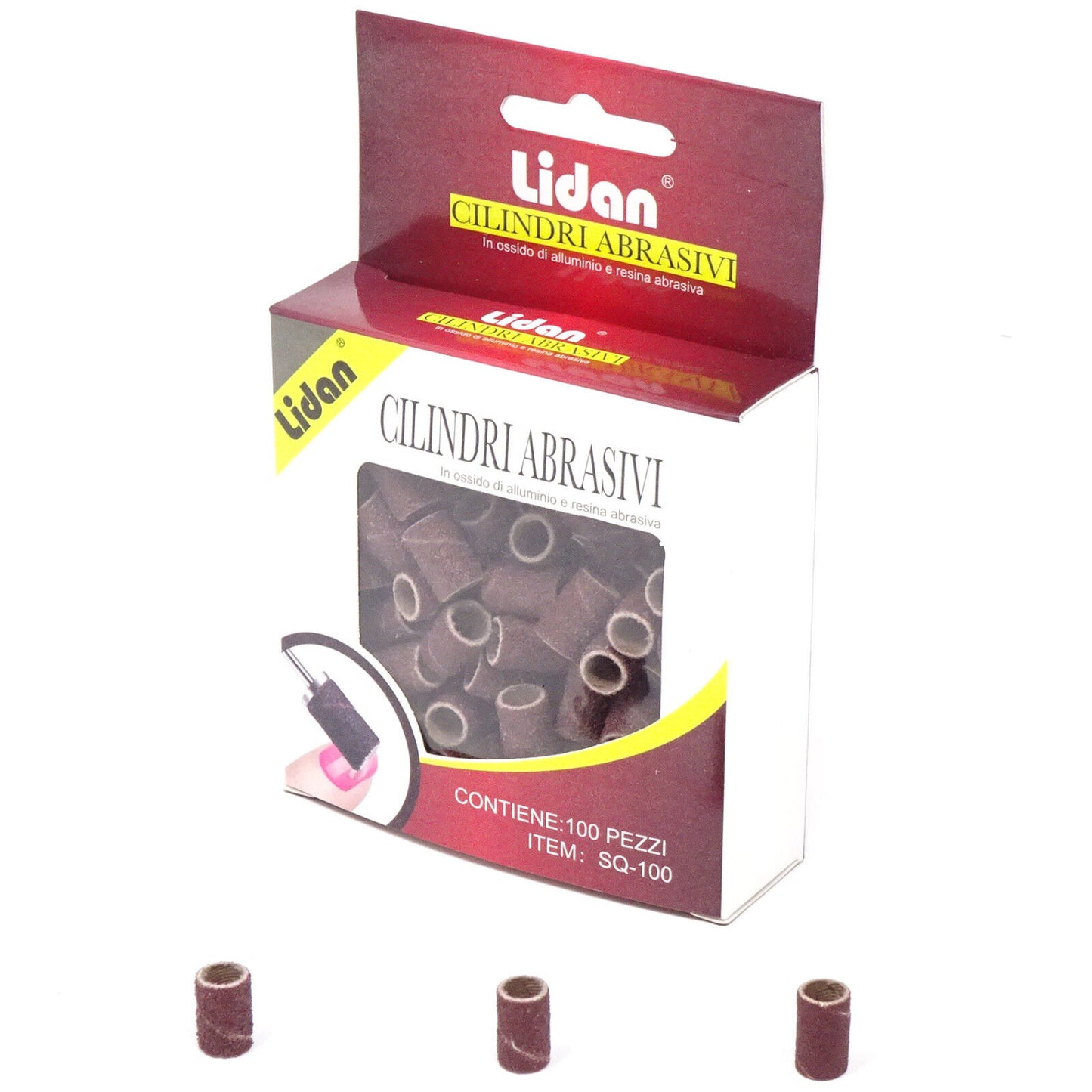 CILINDRI ABRASIVI 100 PEZZI RICAMBIO PER FRESA UNGHIE MANICURE PEDICURE NAIL ART