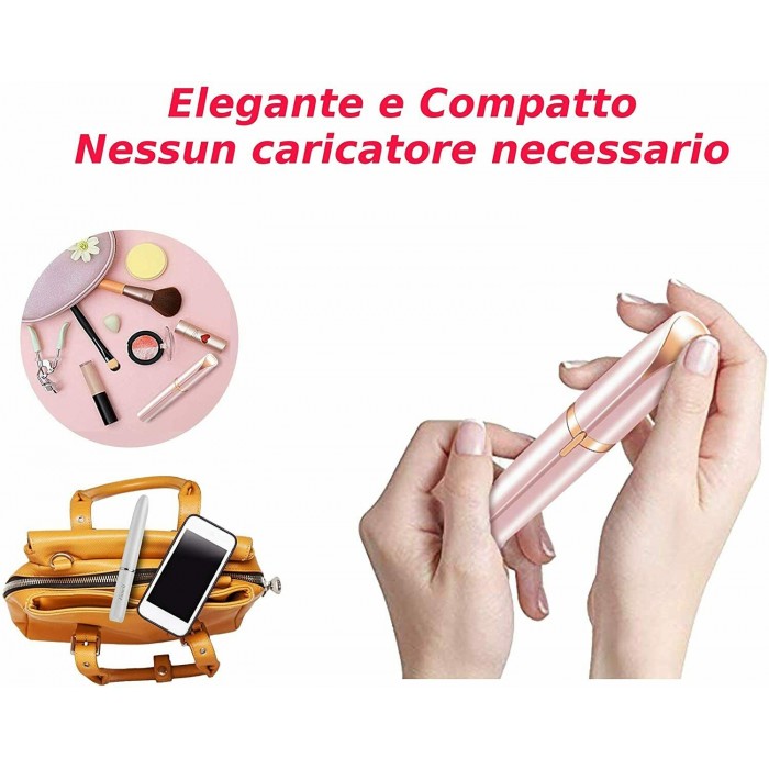 EPILATORE INDOLORE SICURO PER PELLI SENSIBILI, DISPOSITIVO RICARICABILE PER LA DEPILAZIONE DEL VISO , CON LUCE E CARICA USB