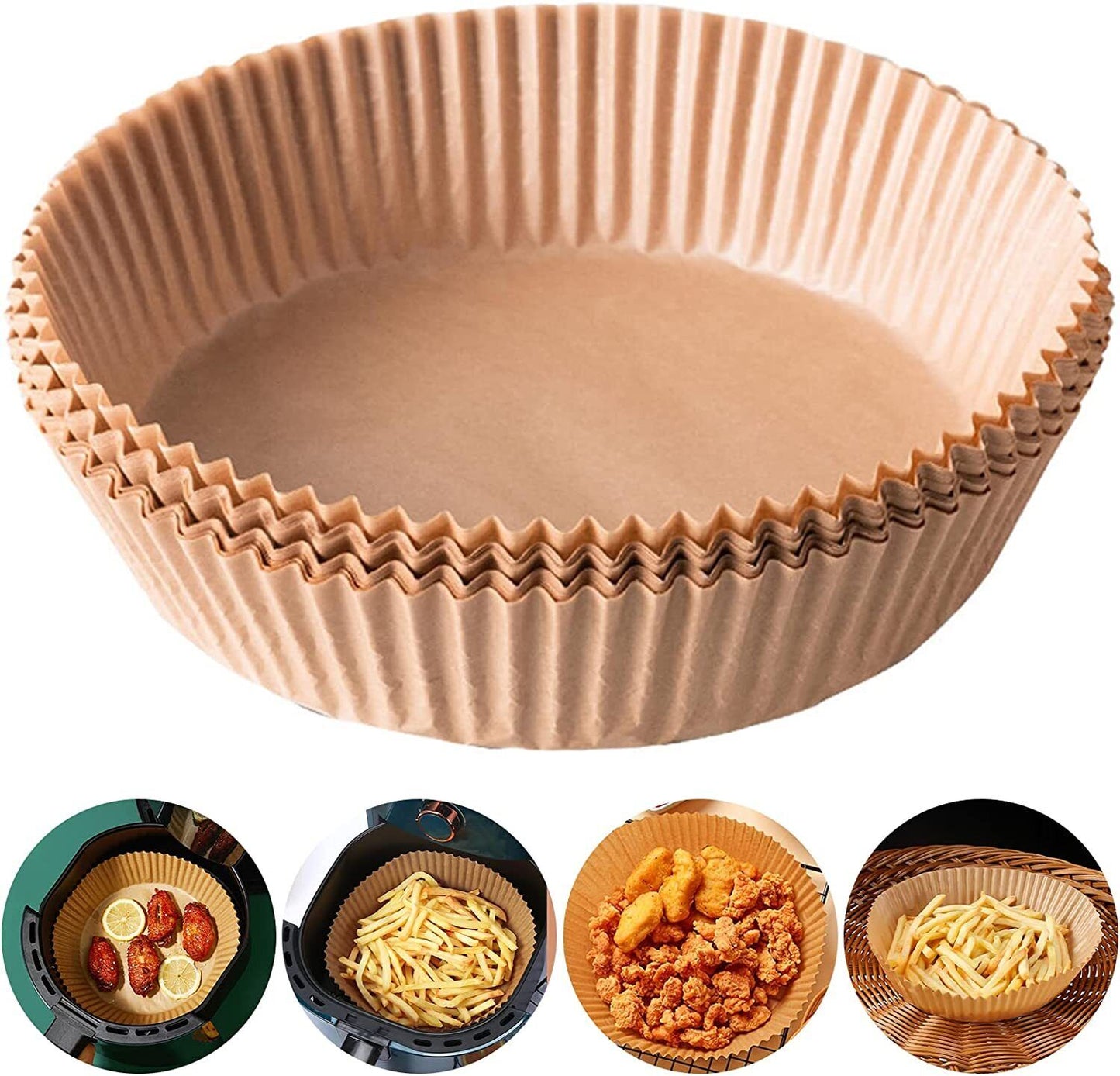 CARTA DA FORNO PER FRIGGITRICE AD ARIA SET 100 PEZZI FODERE MONOUSO 16X4,5 CM