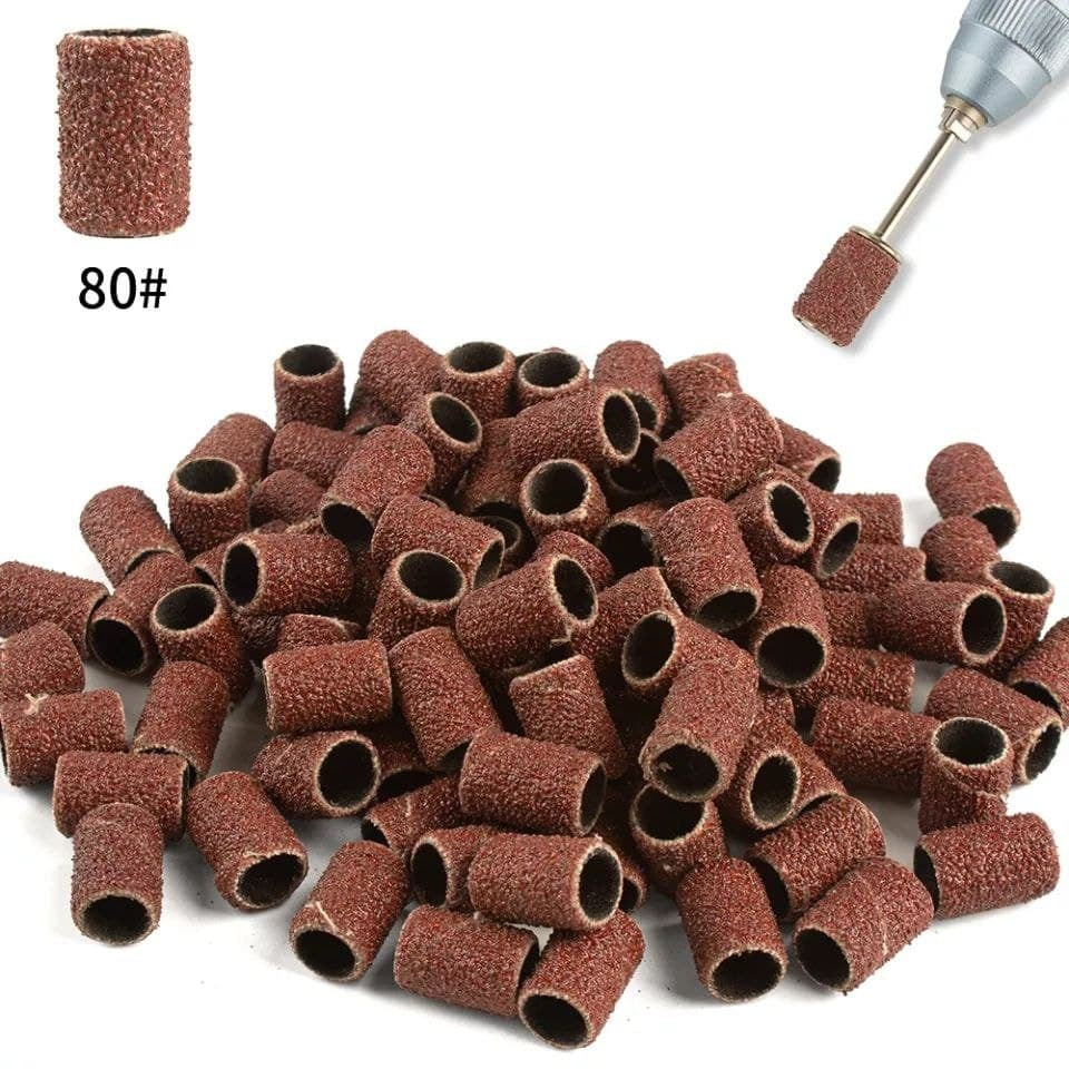 CILINDRI ABRASIVI 100 PEZZI RICAMBIO PER FRESA UNGHIE MANICURE PEDICURE NAIL ART