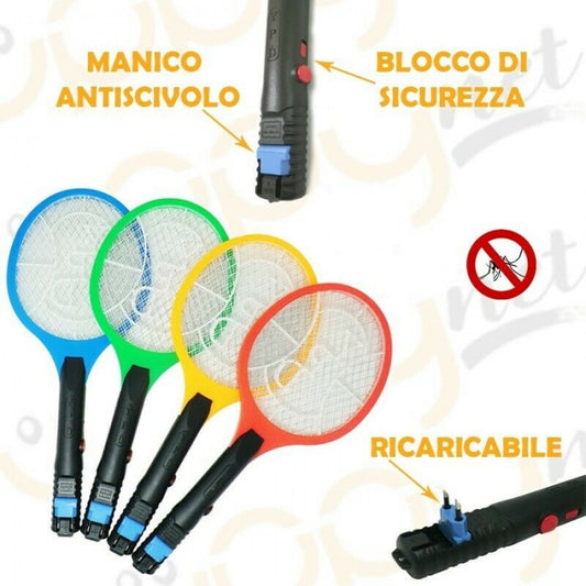 RACCHETTA ZANZARE ELETTRICA FULMINA INSETTI AMMAZZA MOSCE BATTERIA