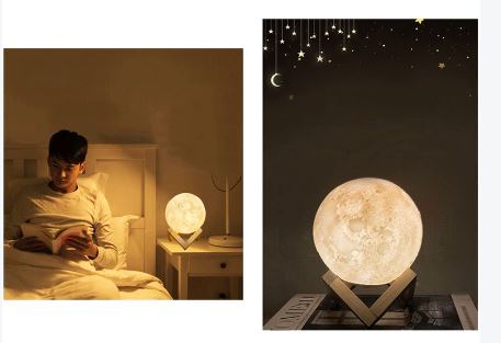 LAMPADA E DIFFUSORE AROMATERAPIA LUNA 3D CON SUPPORTO DA TAVOLO E RICARICA USB