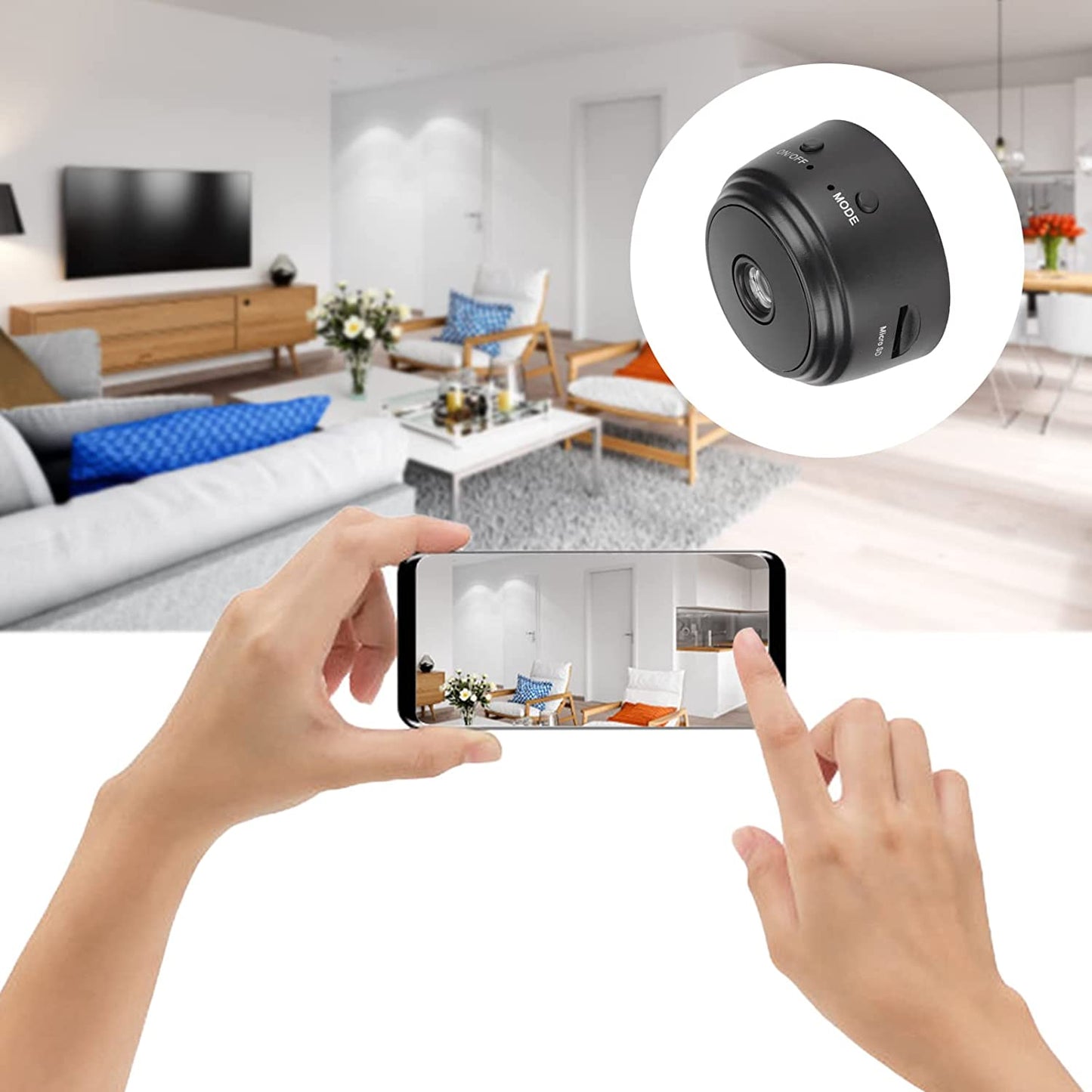 MINI TELECAMERA DI SICUREZZA PER INTERNI WIRELESS WI-FI 1080P HD CARICA USB CON VISIONE NOTTURNA