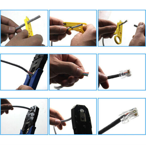 PINZA CRIMPATRICE RJ45 RJ11 RJ12 PER CAVO DI RETE ETHERNET LAN TELEFONO+SPELAFILI