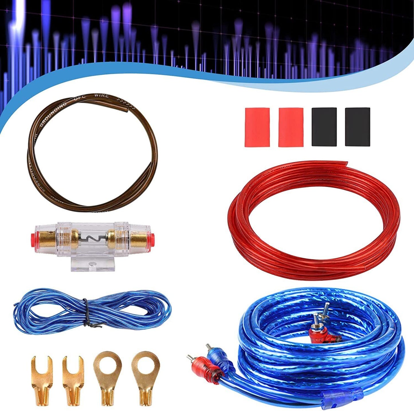 SET DI CAVI PER AMPLIFICATORI PER AUTO, 8GA SET CAVI PER AMPLIFICATORE CABLAGGIO