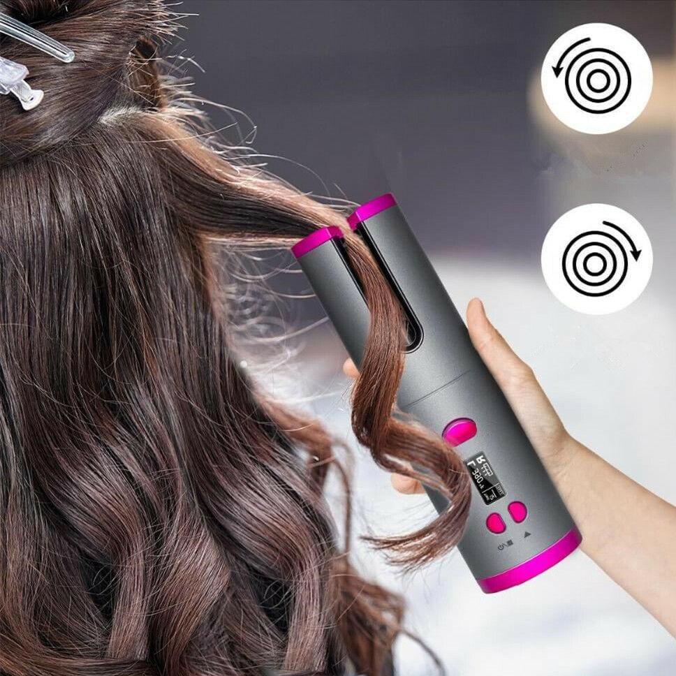 ARRICCIACAPELLI AUTOMATICO CURLER RICARICABILE USB DISPLAY LCD SENZA FILI HM7890