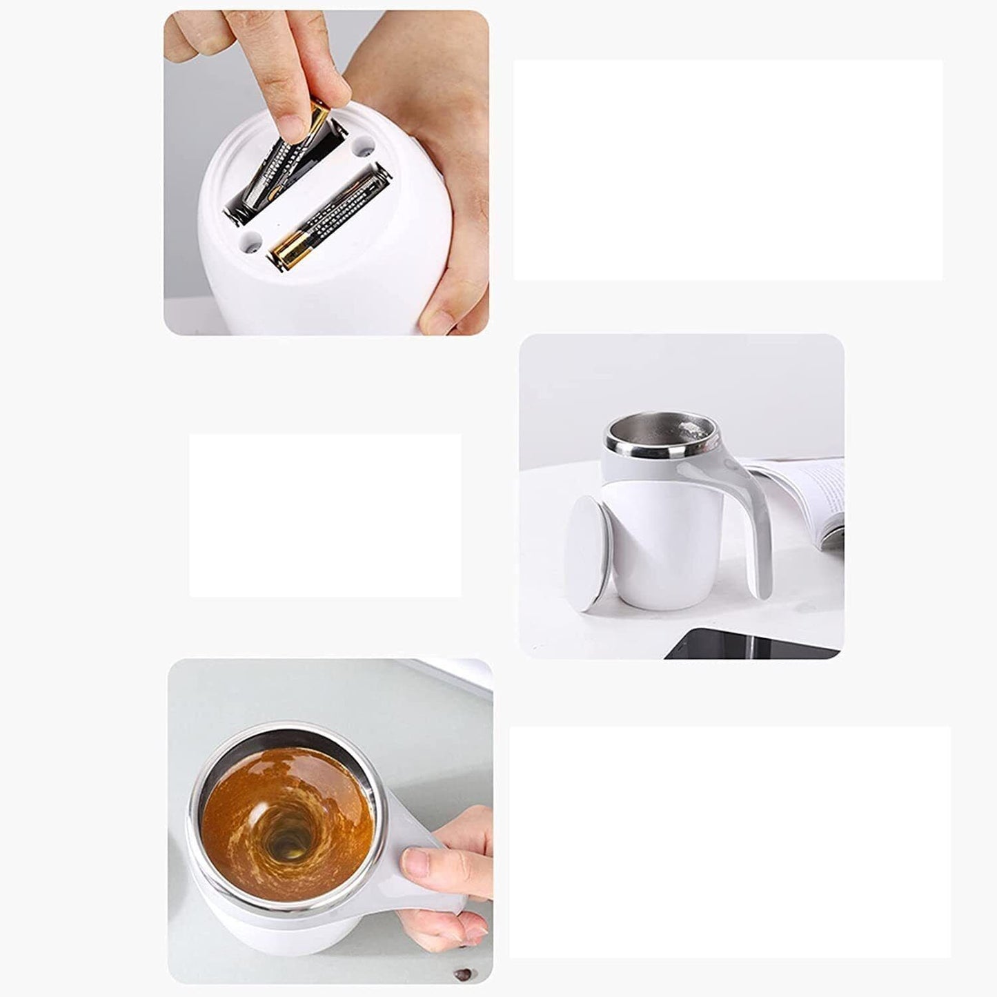 TAZZA DA CAFFÈ AUTO-MESCOLANTE MAGNETICA IN ACCIAIO INOX MULTIFUNZIONALE