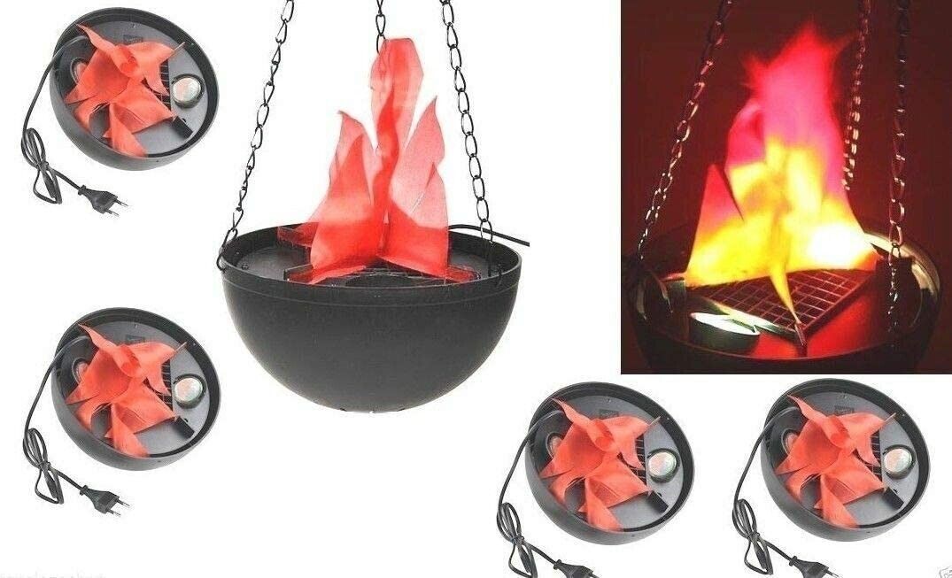 LAMPADA EFFETTO FUOCO CON FIAMMA FINTA LUCI A LED ROSSE E CATENA A SOSPENSIONE