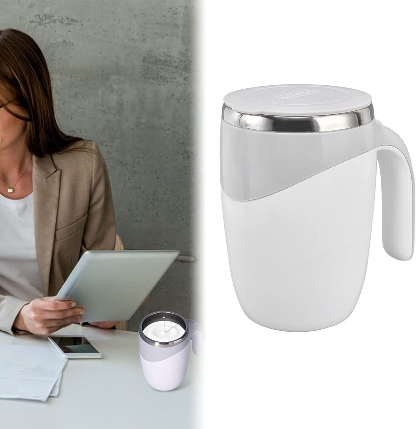 TAZZA DA CAFFÈ AUTO-MESCOLANTE MAGNETICA IN ACCIAIO INOX MULTIFUNZIONALE