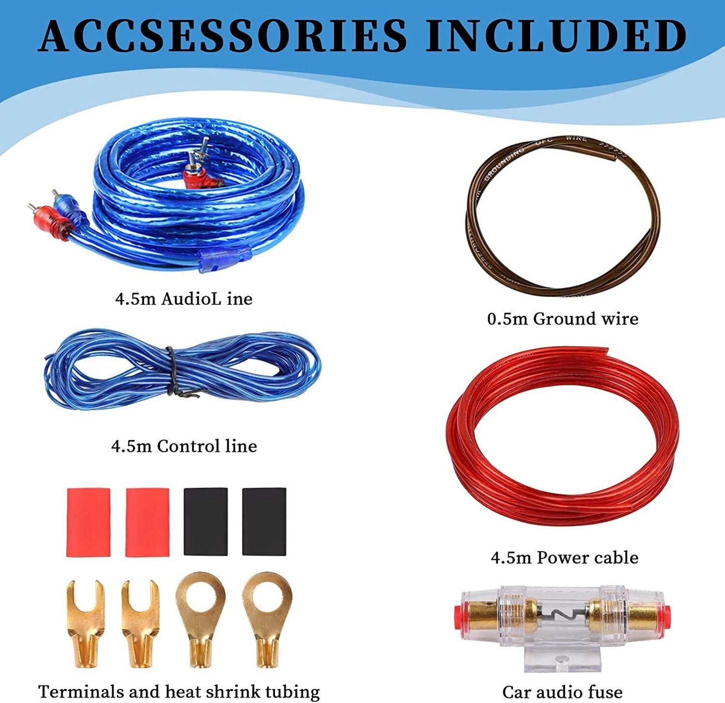 SET DI CAVI PER AMPLIFICATORI PER AUTO, 8GA SET CAVI PER AMPLIFICATORE CABLAGGIO