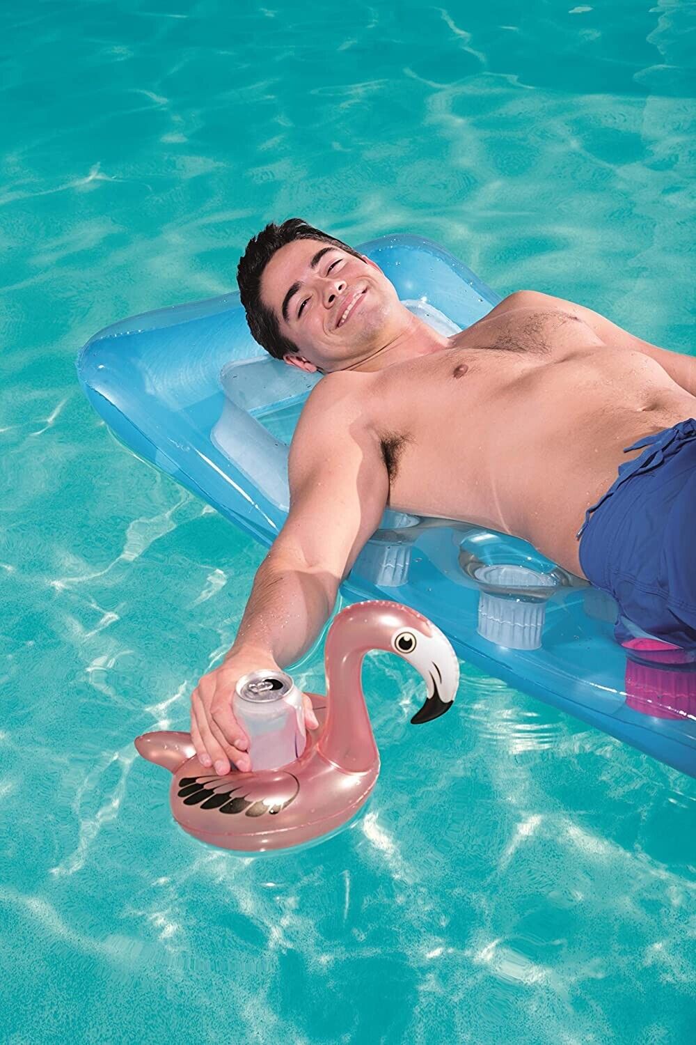 NUOVISSIMI PORTABICCHIERE FLAMINGO FASHION BESTWAY PER GOLD PARTY IN PISCINA
