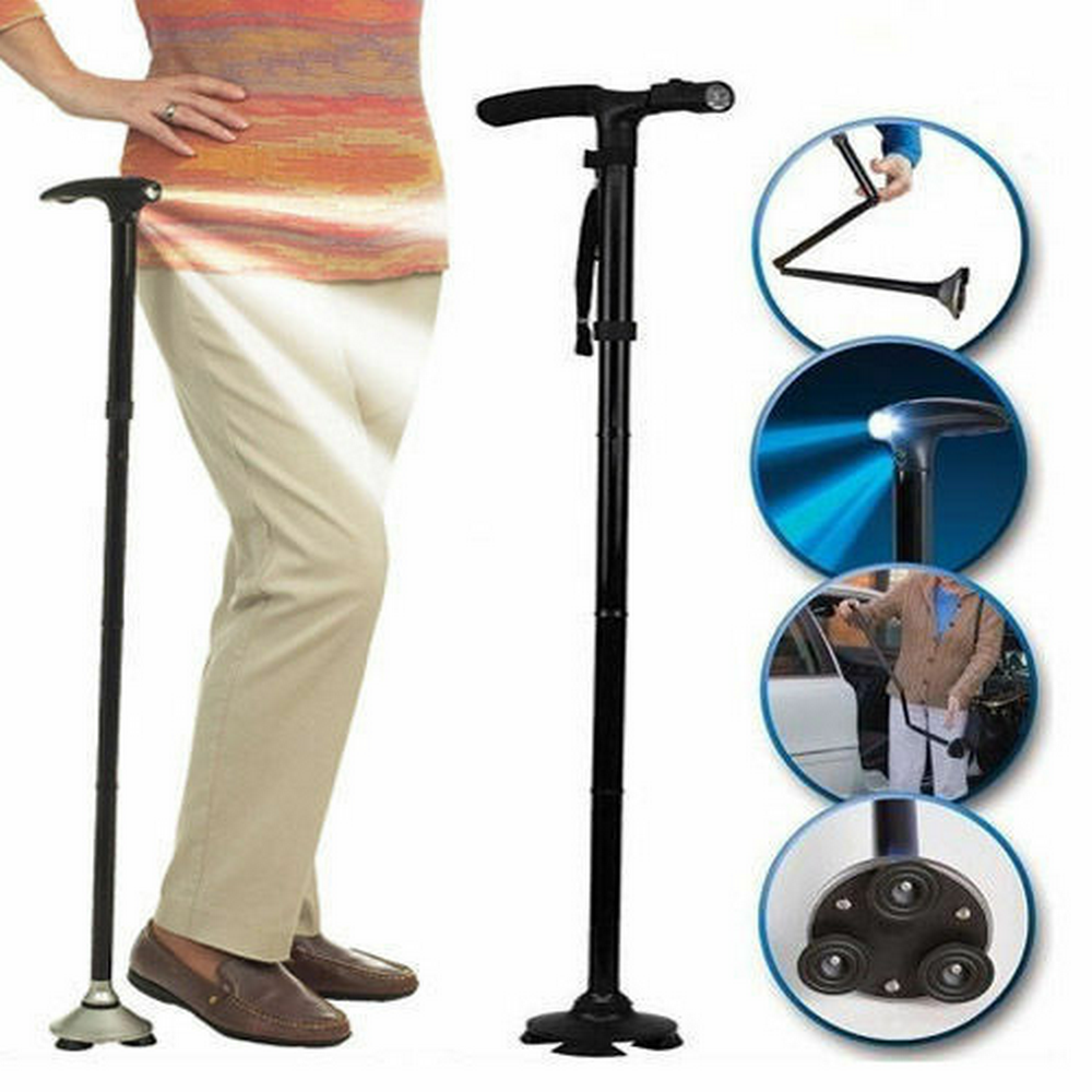 BASTONE DA PASSEGGIO PIEGHEVOLE CON TORCIA LED MAGIC CANE SUPPORTO TREKKING