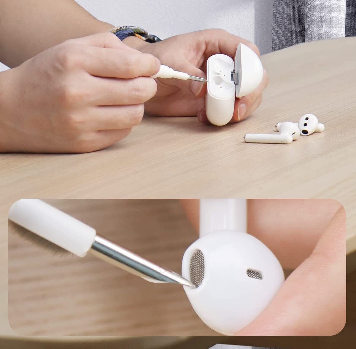 KIT PER LA PULIZIA DEGLI AURICOLARI 3 IN 1 CON SPUGNA FLOCCATA