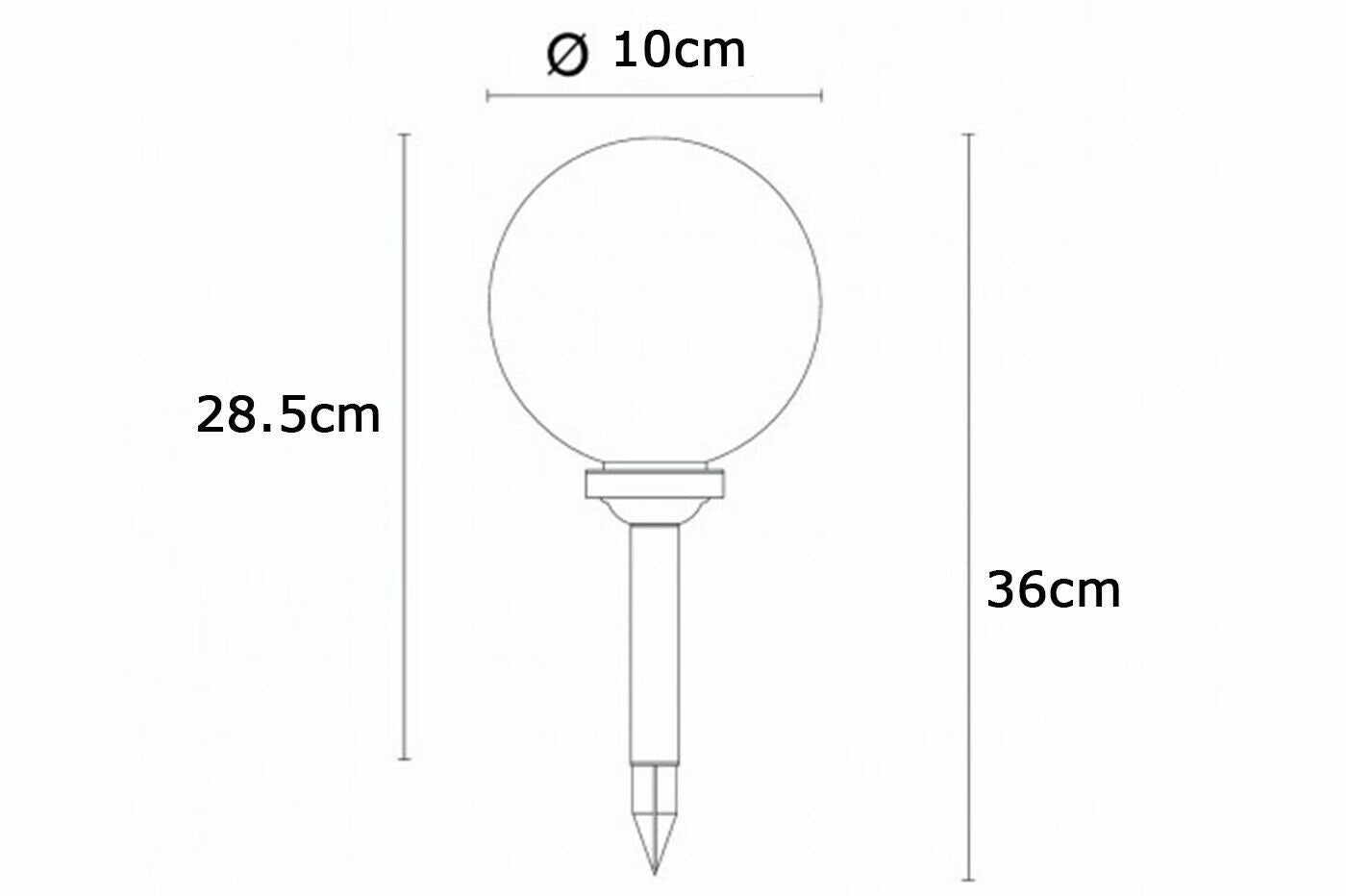 LAMPIONE SOLARE 1 LED GIARDINO 10 CM PICCHETTO 4 LAMPADE GLOBO ESTERNI