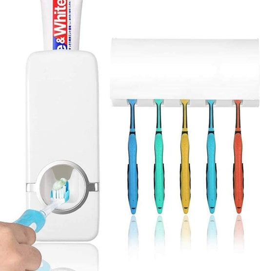 PORTA SPAZZOLINO CON PORTA DENTIFRICIO DA PARETE