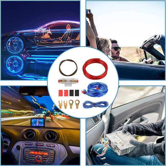 SET DI CAVI PER AMPLIFICATORI PER AUTO, 8GA SET CAVI PER AMPLIFICATORE CABLAGGIO